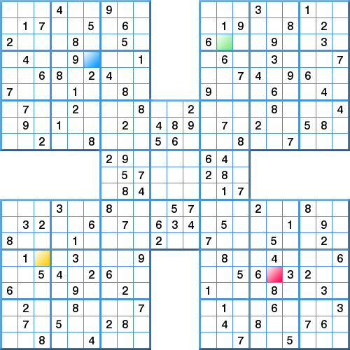 Prize Samurai Sudoku - Competition - Very hard
